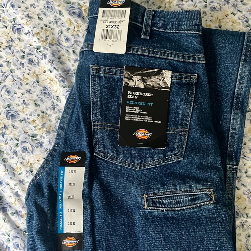 Dickies Men’s Relaxed Fit Workhorse‎ Double Knee Denim Blue Jeans
